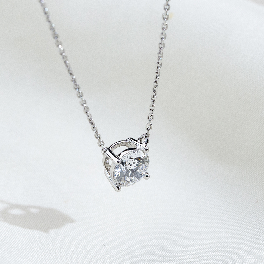 MissDiamond Round Cut Lab Grown Diamond 0.8CT 1CT D E VS2 VVS2 Platinum Pendant Necklace MSN-204