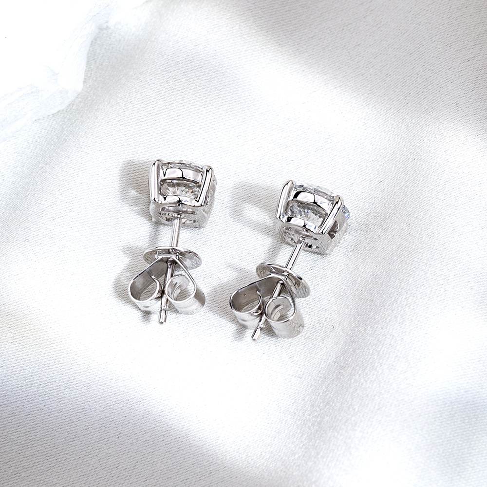 MissDiamond Round Shape Lab Grown Diamond 1CT D VVS1 18K White Gold Studs Earrings MSE-329-09