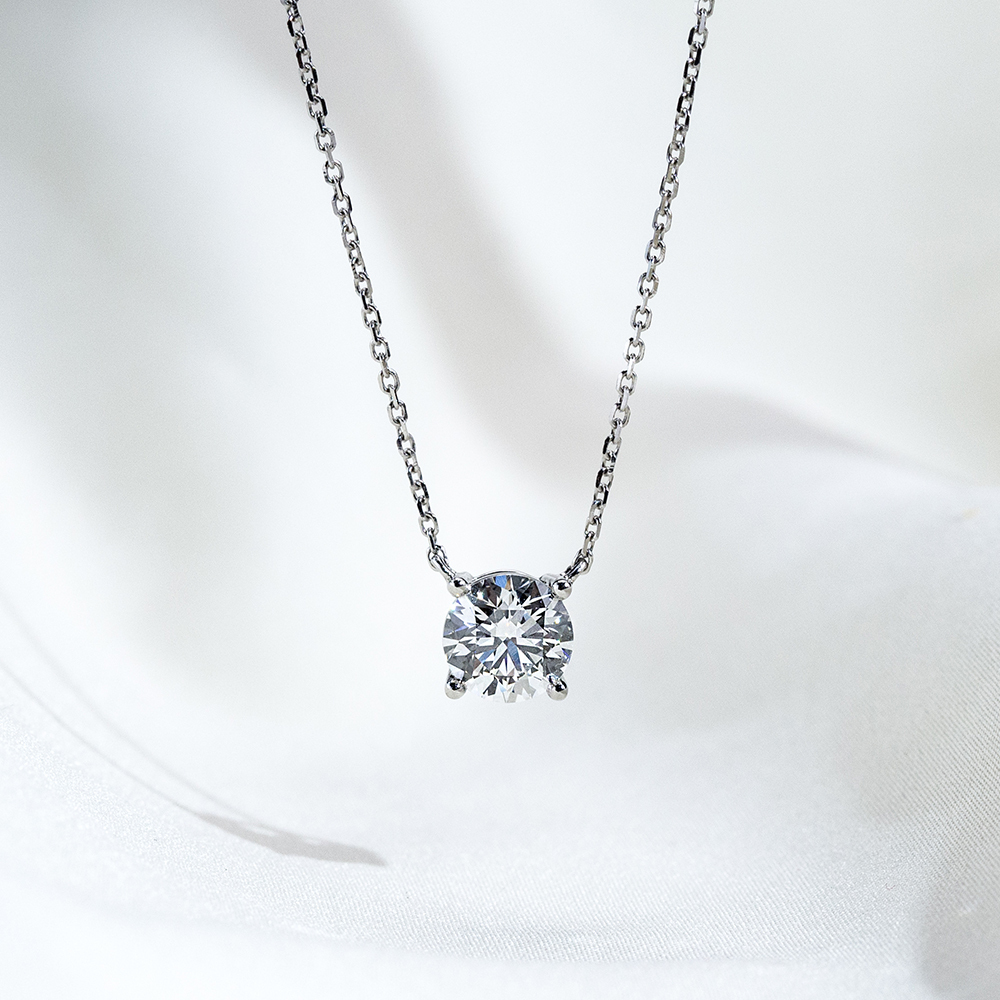 MissDiamond Round Cut Lab Grown Diamond 0.8CT 1CT D E VS2 VVS2 Platinum Pendant Necklace MSN-204