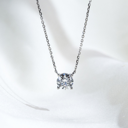 MissDiamond Round Cut Lab Grown Diamond 0.8CT 1CT D E VS2 VVS2 Platinum Pendant Necklace MSN-204