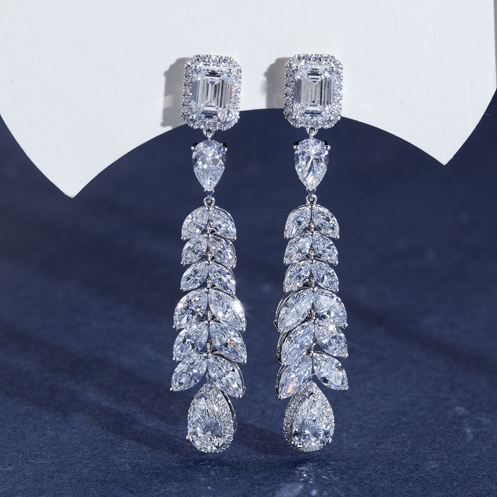 MissDiamond Sustainable luxury Pear Cut Lab Grown Diamond 1.07CT 1.89CT  VS1 VVS2 18K White  Studs MSE-847