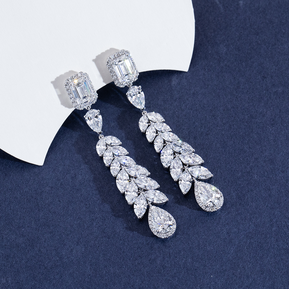 MissDiamond Sustainable luxury Pear Cut Lab Grown Diamond 1.07CT 1.89CT  VS1 VVS2 18K White  Studs MSE-847