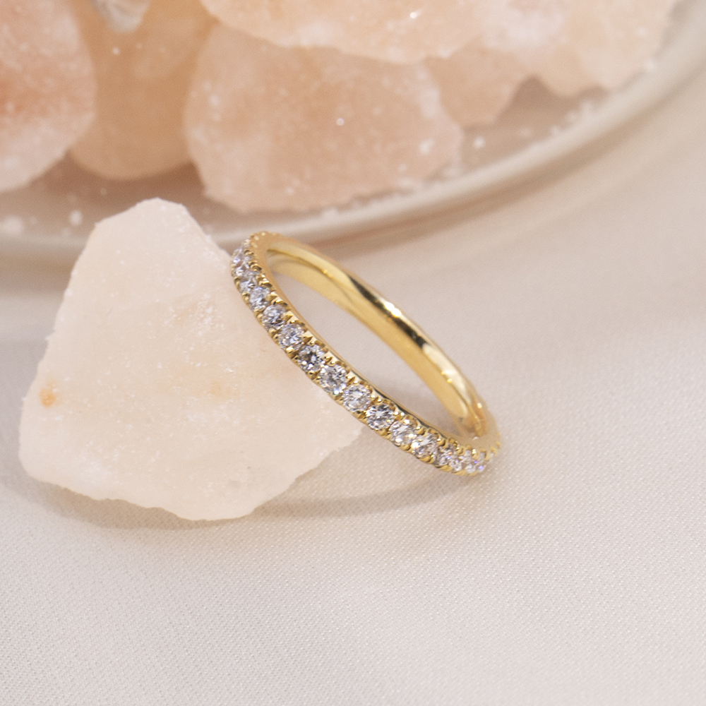 MissDiamond Round Cut Lab Grown Diamond Eternity D VVS-VS 18K Yellow Gold Ring MSR-408