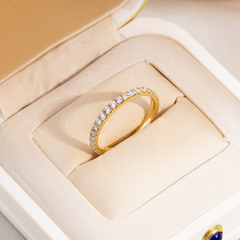 MissDiamond Round Cut Lab Grown Diamond Eternity D VVS-VS 18K Yellow Gold Ring MSR-408