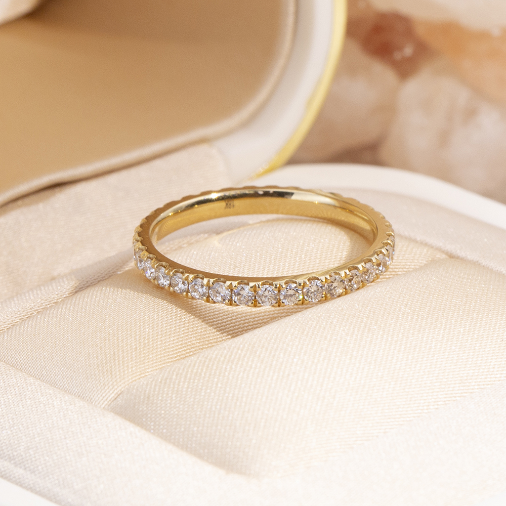 MissDiamond Round Cut Lab Grown Diamond Eternity D VVS-VS 18K Yellow Gold Ring MSR-408