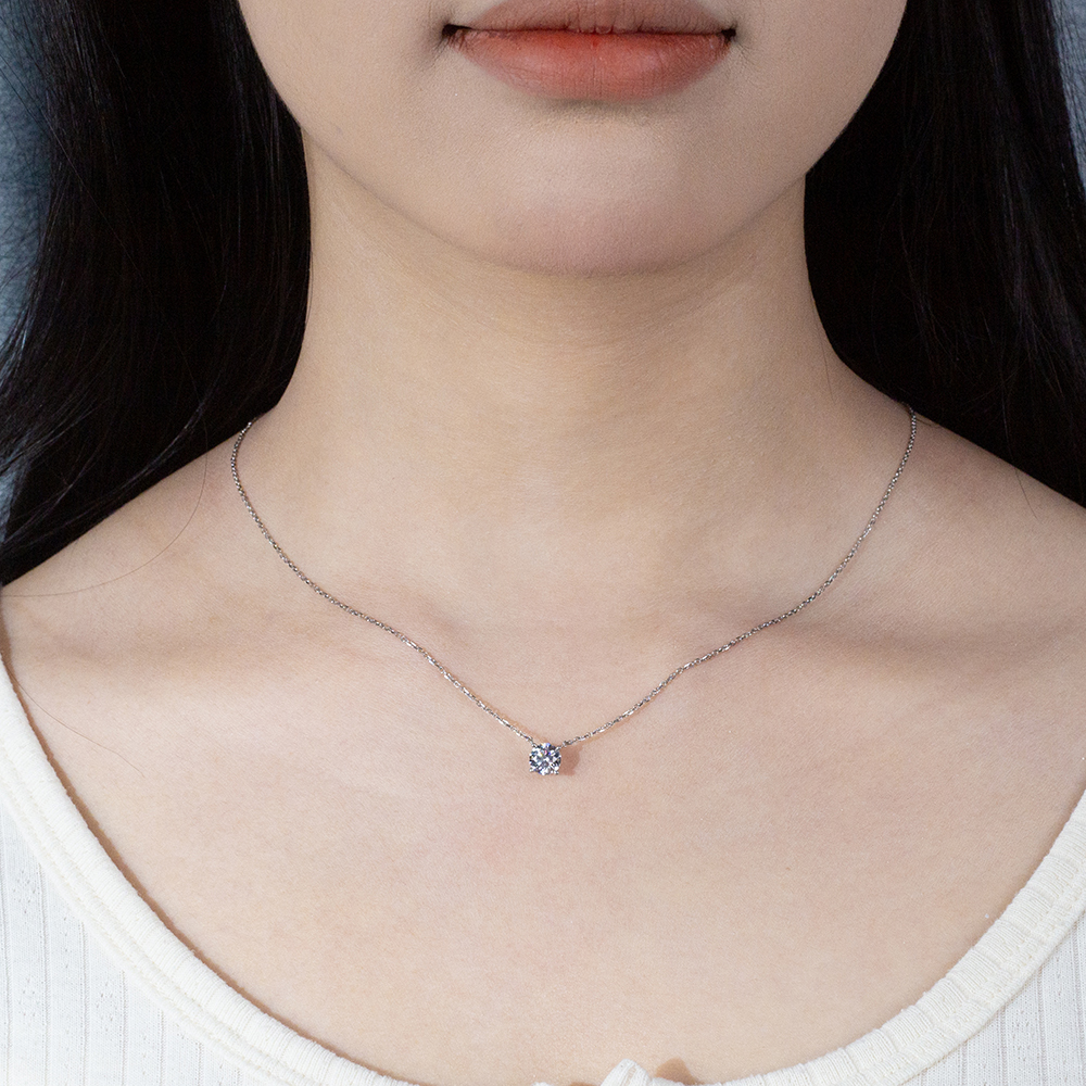 MissDiamond Round Cut Lab Grown Diamond 0.8CT 1CT D E VS2 VVS2 Platinum Pendant Necklace MSN-204