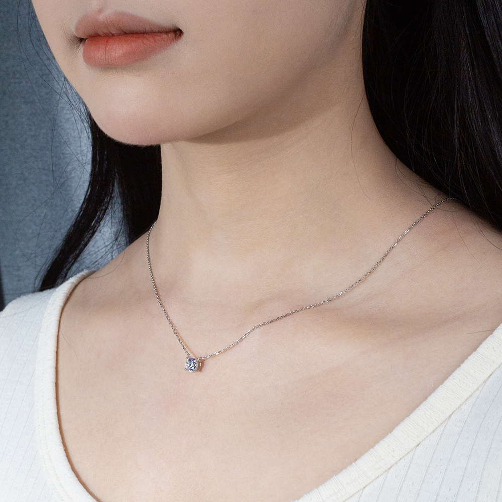 MissDiamond Round Cut Lab Grown Diamond 0.8CT 1CT D E VS2 VVS2 Platinum Pendant Necklace MSN-204