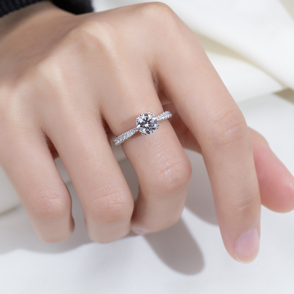 MissDiamond Round Cut Lab Grown Diamond 1CT D E VS2 VVS1 Platinum Eternity Ring MSR-2073