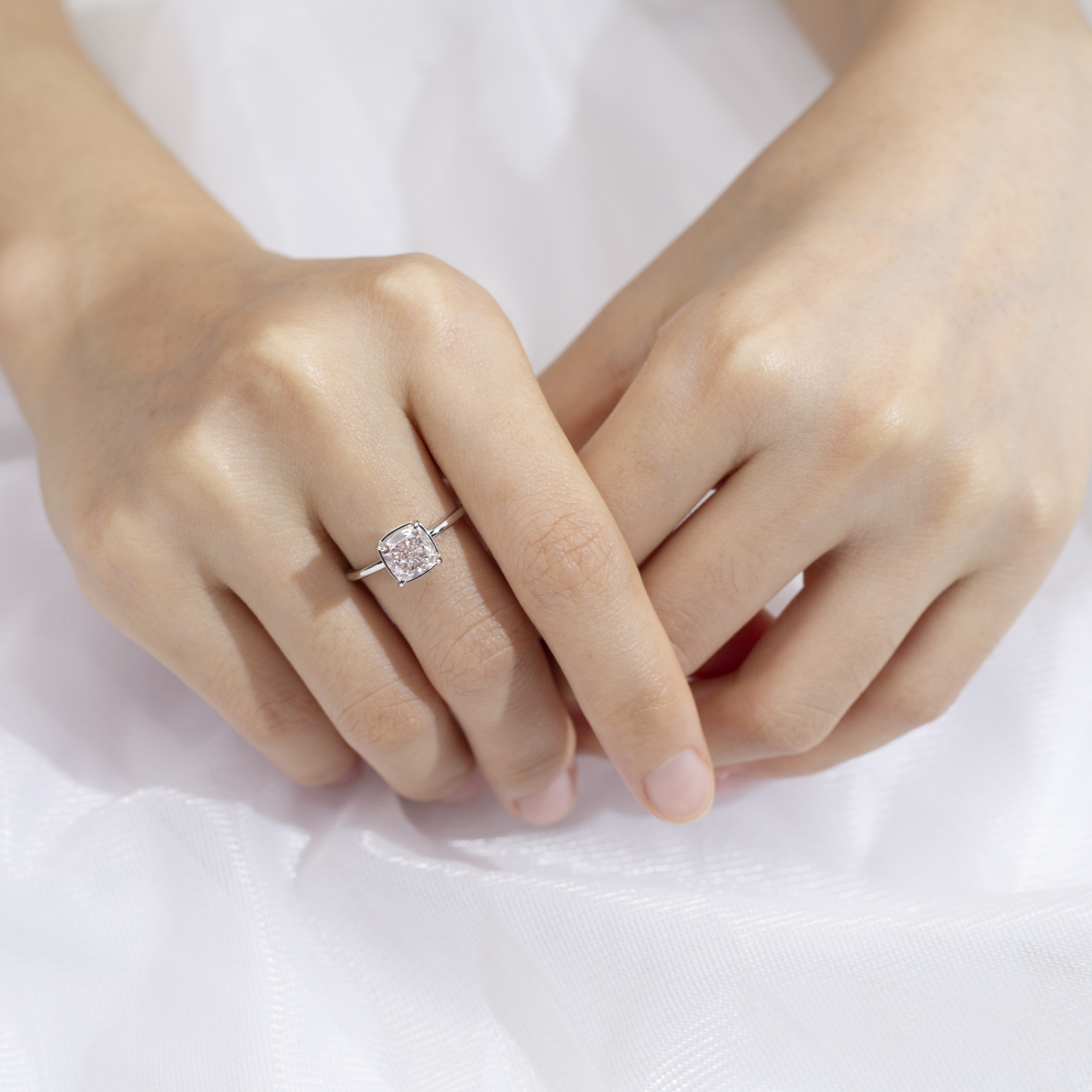 Cushion Lab Grown Diamond 5CT Solitaire 18K Yellow Gold Ring MSR-1305