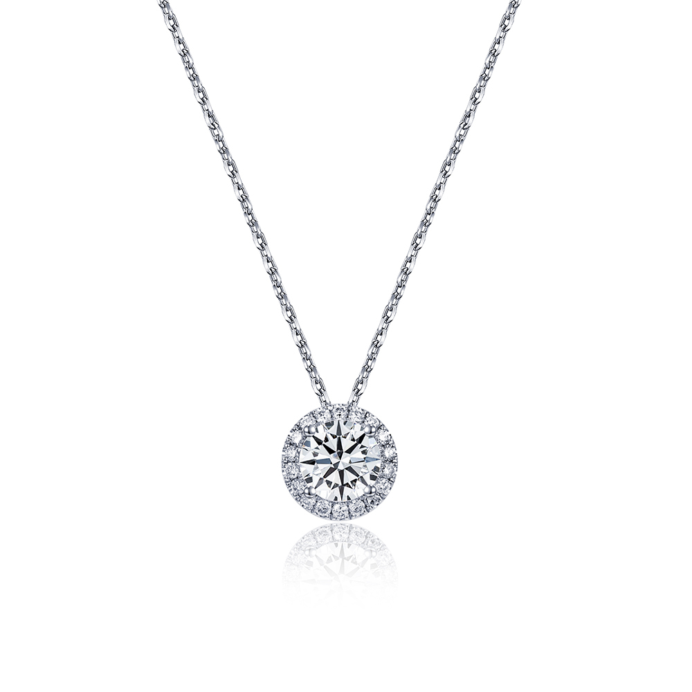 MissDiamond Round Cut Lab Grown Diamond 1.11CT E VS1 Platinum Pendant Necklace MSN-349