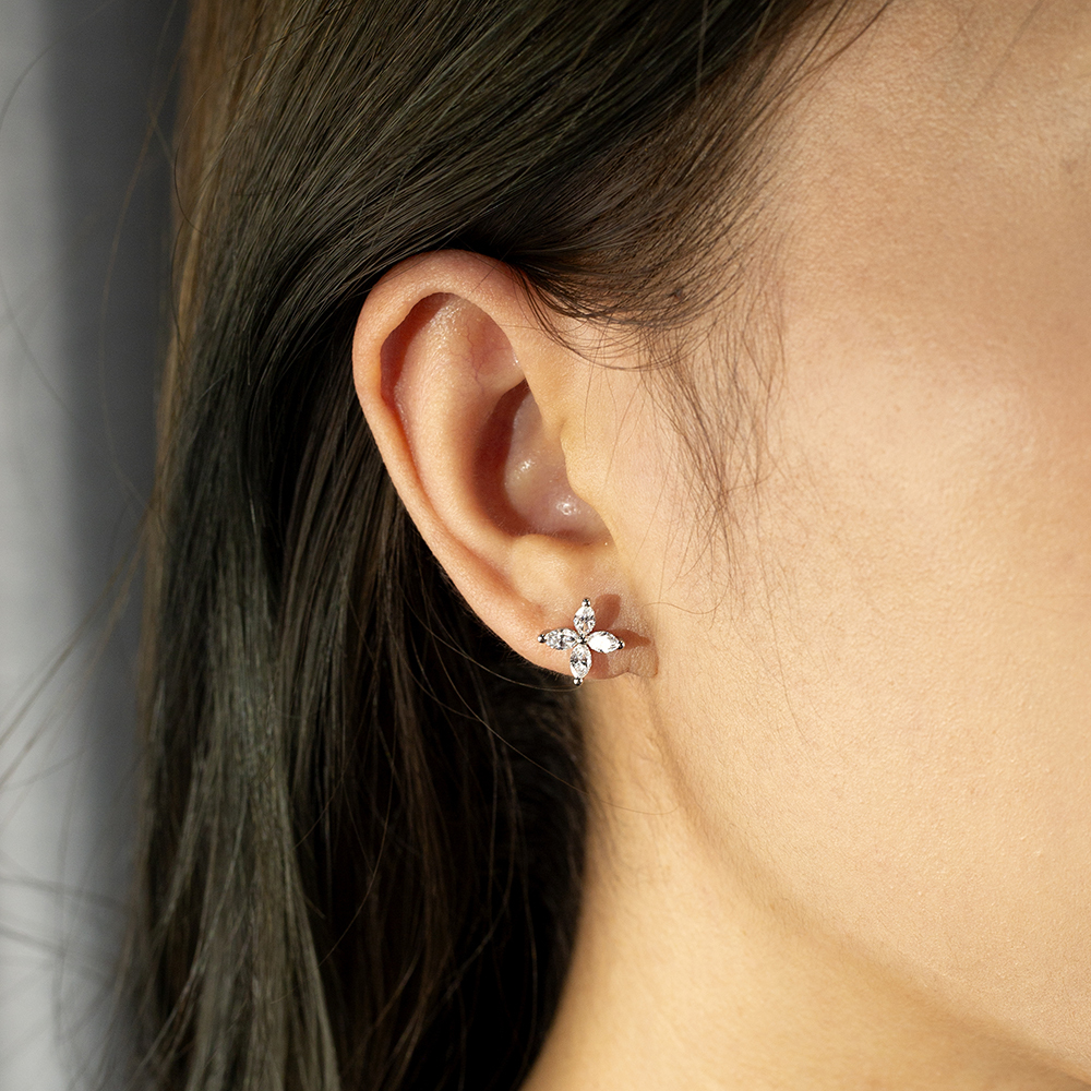 MissDiamond Marquise Cut Lab Grown Diamond 9K White Gold Studs Earrings MSE-704