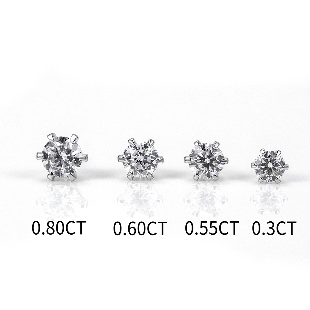 MissDiamond Round Shape Lab Grown Diamond 0.3CT 0.55CT 0.6CT 0.8CT 18K White Gold Studs Earrings KDE-004