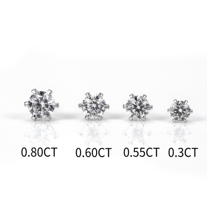 MissDiamond Round Shape Lab Grown Diamond 0.3CT 0.55CT 0.6CT 0.8CT 18K White Gold Studs Earrings KDE-004