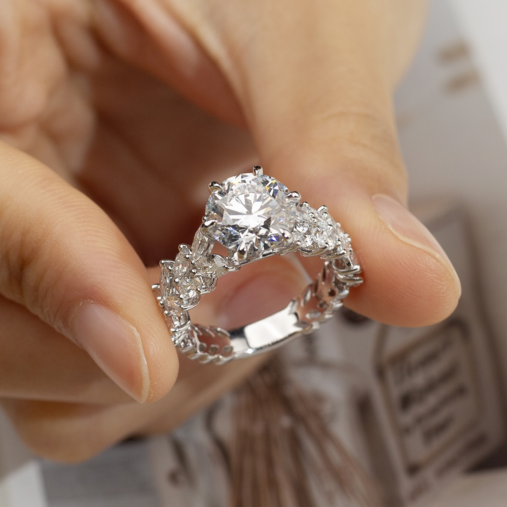 Round Cut Lab Grown Diamond 3CT Solitaire E VS1 18K White Gold Ring MSR-1649
