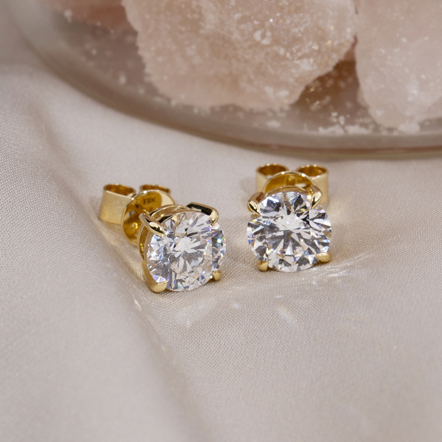 MissDiamond Round Shape Lab Grown Diamond 1.5CT G VVS2 18K Yellow Gold Studs Earrings MSE-329-07