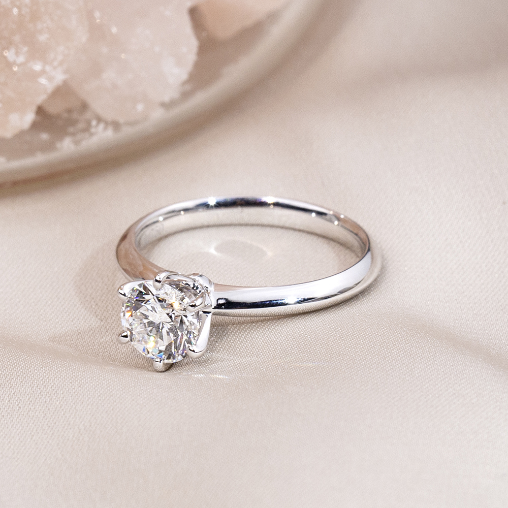 MissDiamond Round Cut Lab Grown Diamond 1CT Solitaire D EPlatinum Ring MSR-058-11