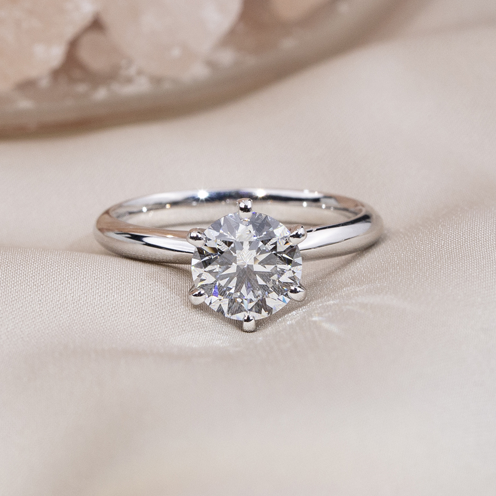 MissDiamond Round Cut Lab Grown Diamond 1CT 1.5CT 2CT 3CT Solitaire D E F I 18K White Gold Ring MSR-058