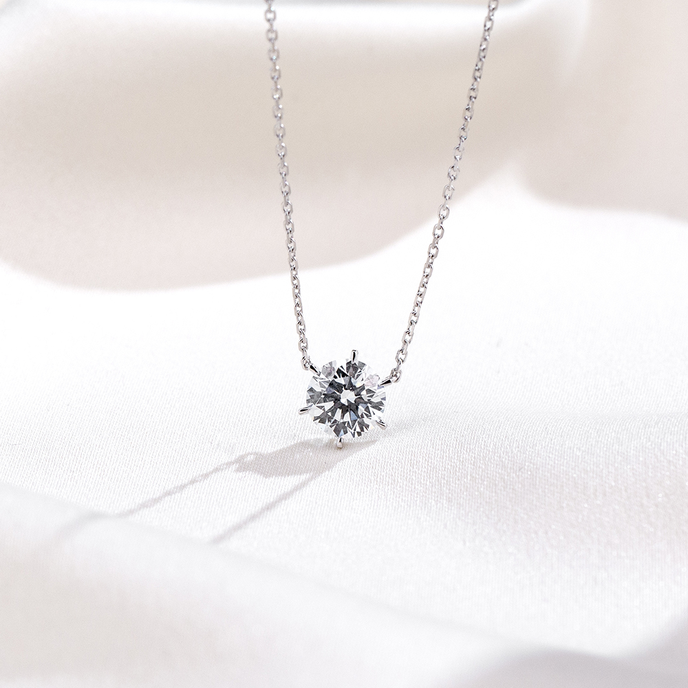 MissDiamond Round Cut Lab Grown Diamond 1.058CT Platinum Pendant Necklace MSN-477