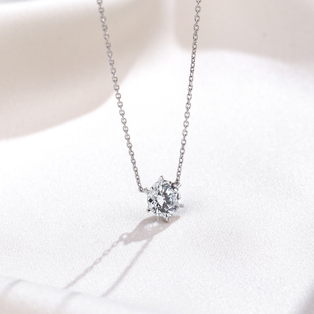MissDiamond Round Cut Lab Grown Diamond 1.058CT Platinum Pendant Necklace MSN-477