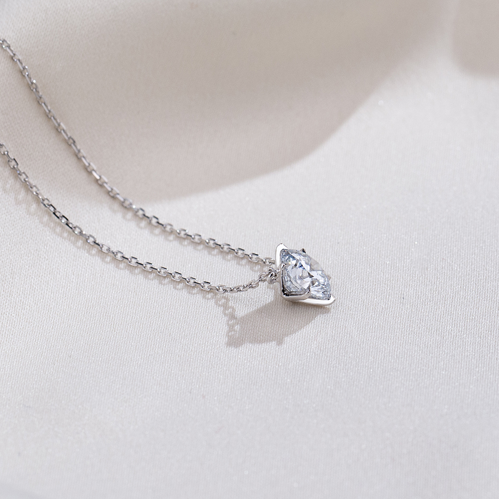 MissDiamond Round Cut Lab Grown Diamond 1.058CT Platinum Pendant Necklace MSN-477