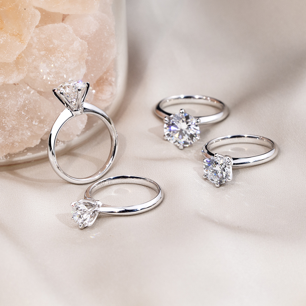 MissDiamond Round Cut Lab Grown Diamond 1CT 1.5CT 2CT 3CT Solitaire D E F I 18K White Gold Ring MSR-058