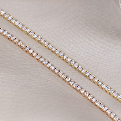 MissDiamond Round Lab Grown Diamond D VVS-VS 18K Yellow Gold Rose 2.7mm Tennis Bracelet MSB-549