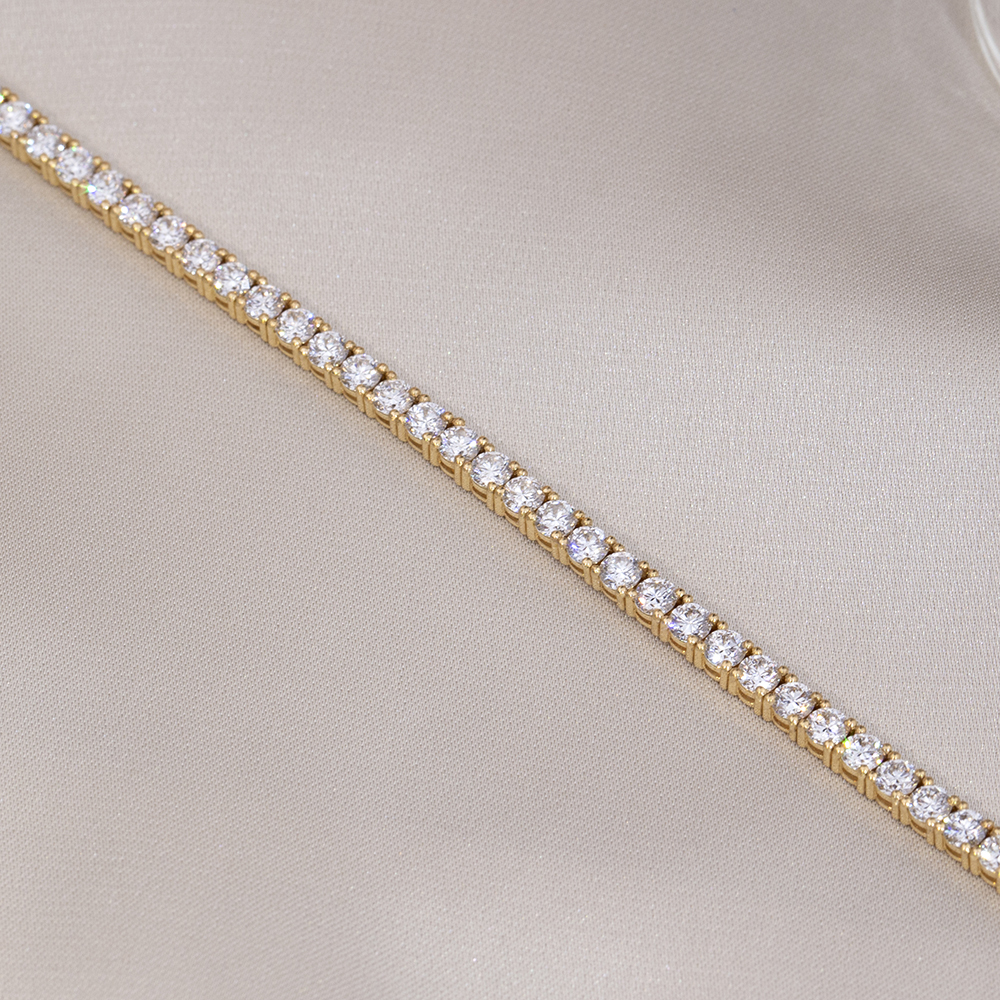 MissDiamond Round Lab Grown Diamond D VVS-VS 18K Yellow Gold Rose 2.7mm Tennis Bracelet MSB-549