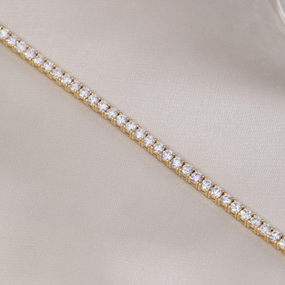 MissDiamond Round Lab Grown Diamond D VVS-VS 18K Yellow Gold Rose 2.7mm Tennis Bracelet MSB-549