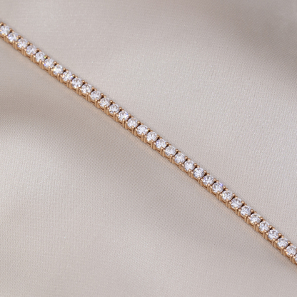 MissDiamond Round Lab Grown Diamond D VVS-VS 18K Yellow Gold Rose 2.7mm Tennis Bracelet MSB-549