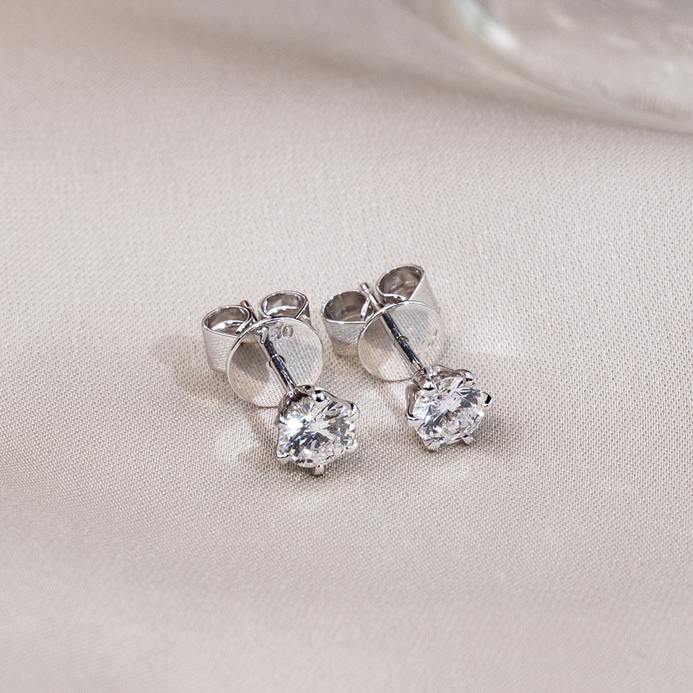 MissDiamond Round Shape Lab Grown Diamond 0.3CT 18K White Gold Studs Earrings KDE-004-01