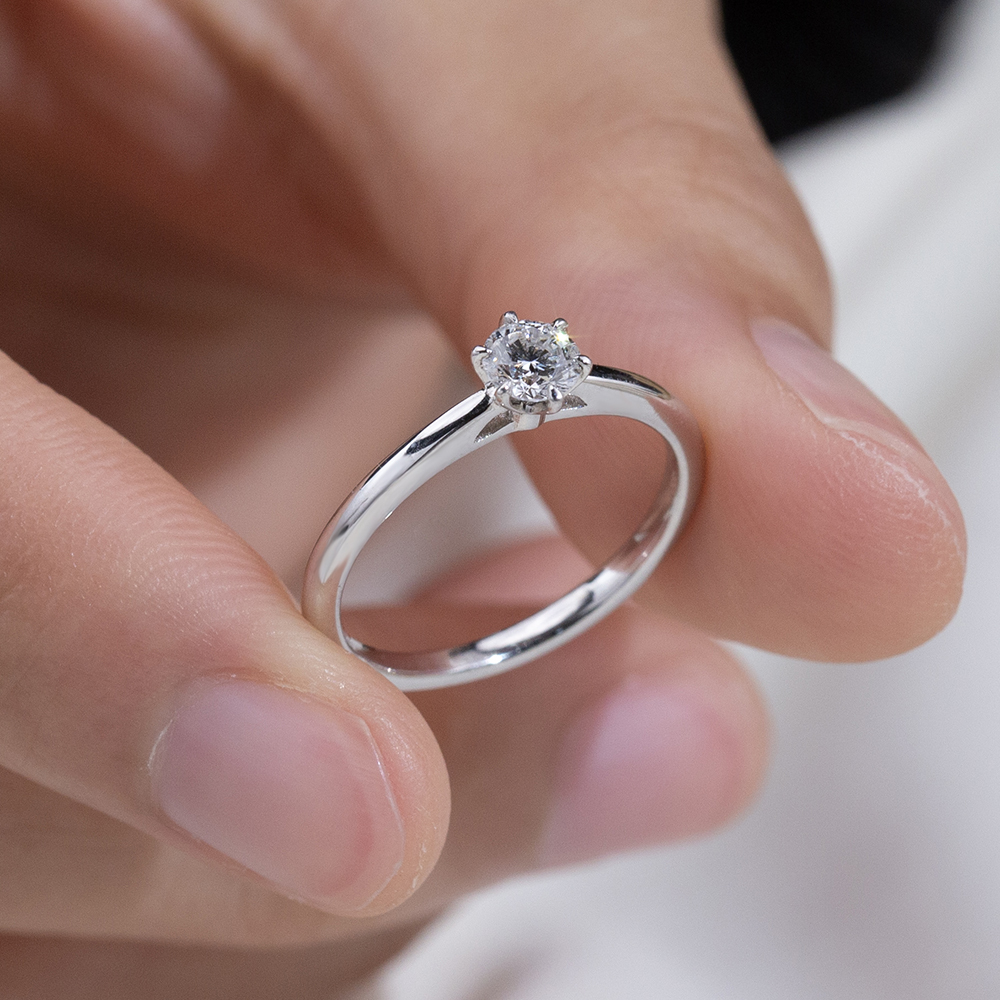 MissDiamond Round Cut Lab Grown Diamond 0.26CT S925 Silver Solitaire Ring MSR-2122