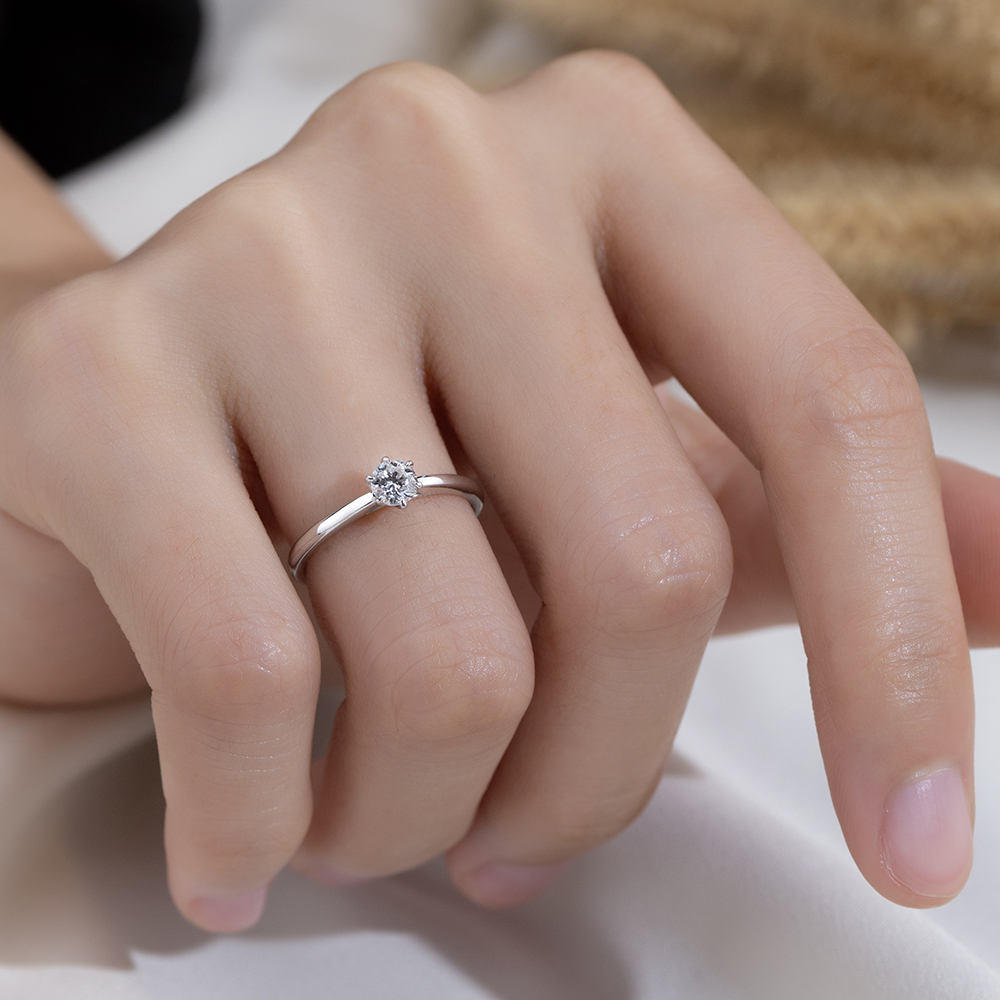 MissDiamond Round Cut Lab Grown Diamond 0.26CT S925 Silver Solitaire Ring MSR-2122