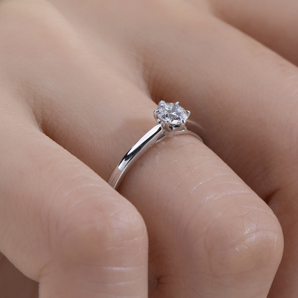 MissDiamond Round Cut Lab Grown Diamond 0.26CT S925 Silver Solitaire Ring MSR-2122