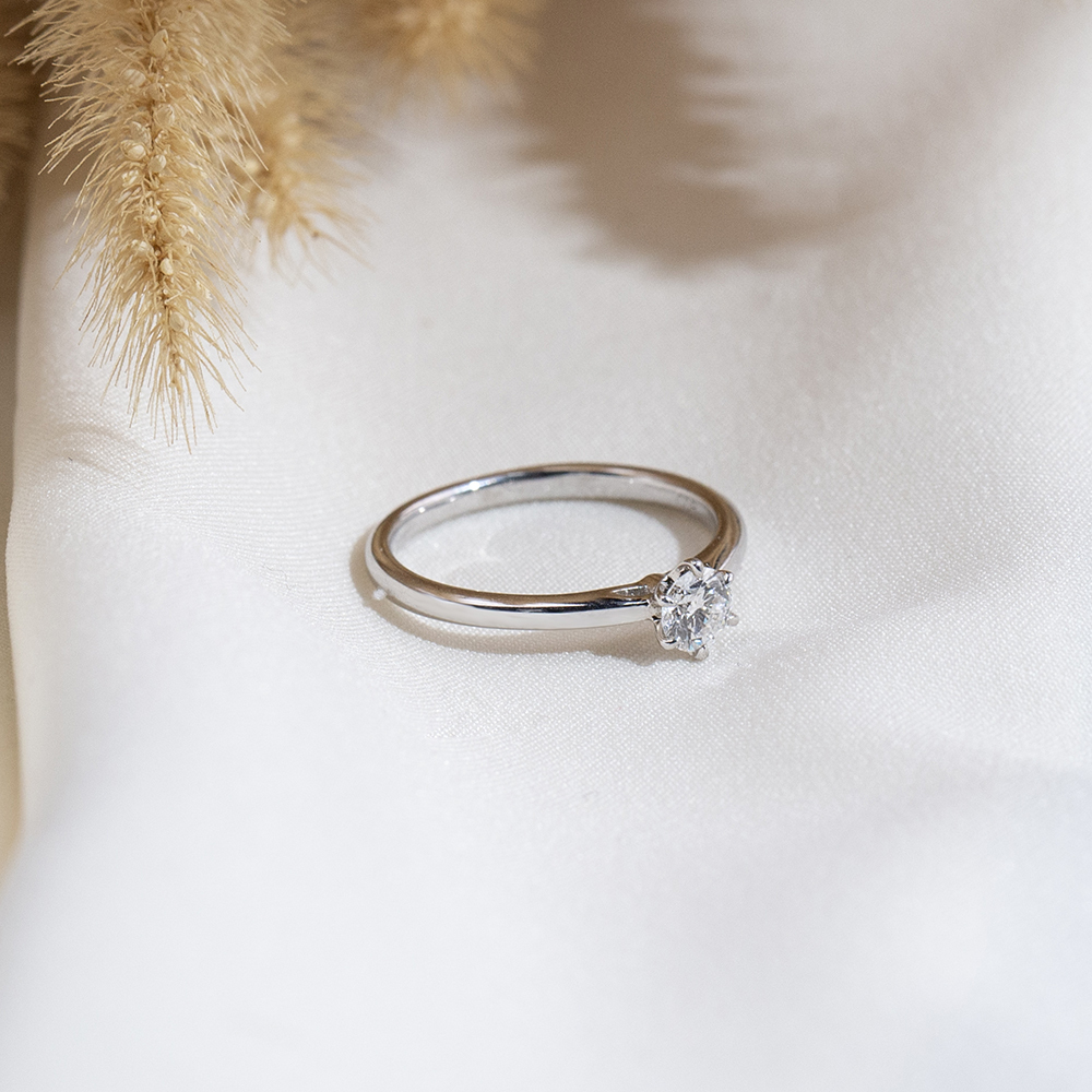 MissDiamond Round Cut Lab Grown Diamond 0.26CT S925 Silver Solitaire Ring MSR-2122