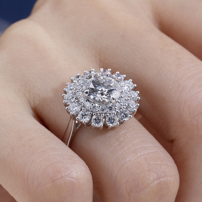 MissDiamond Lab Grown Diamond 5.05CT G VS1 Platinum Halo Ring MSR-293