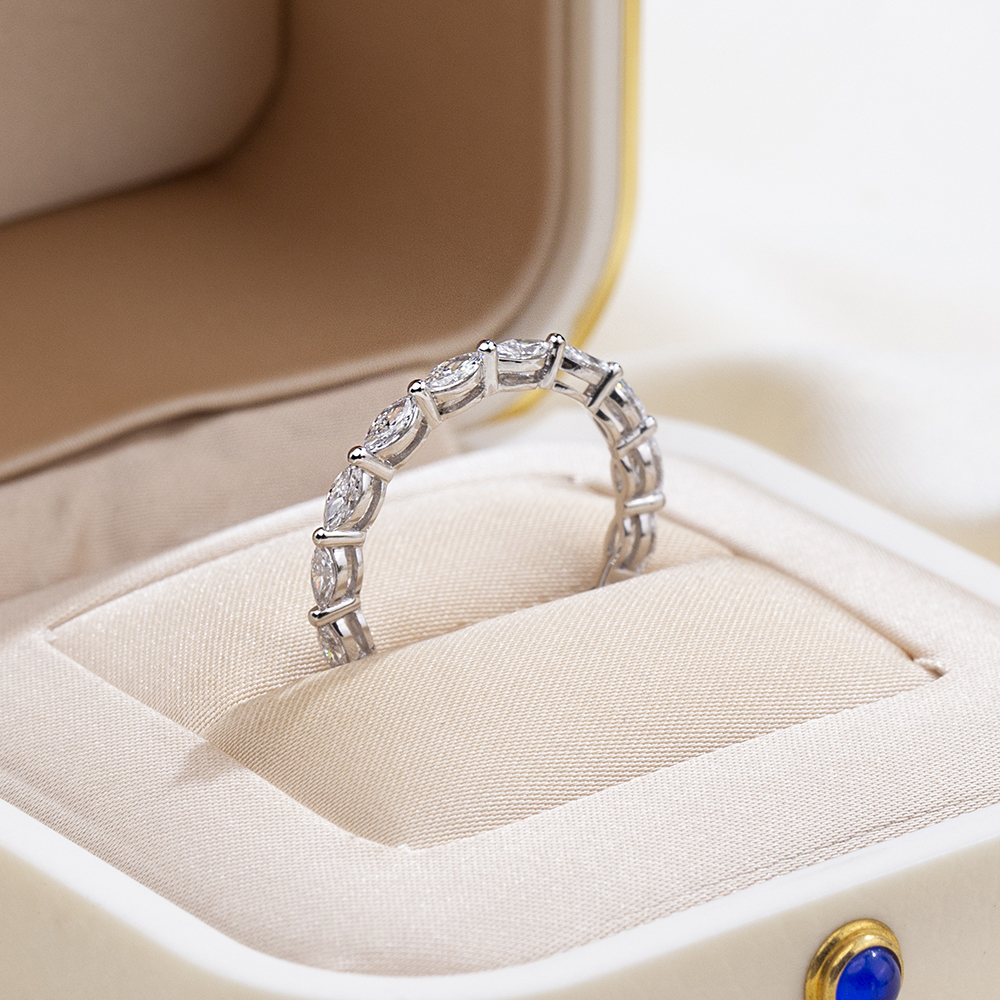 MissDiamond Marquise Cut Lab Grown Diamond Eternity Platinum Ring MSR-1854