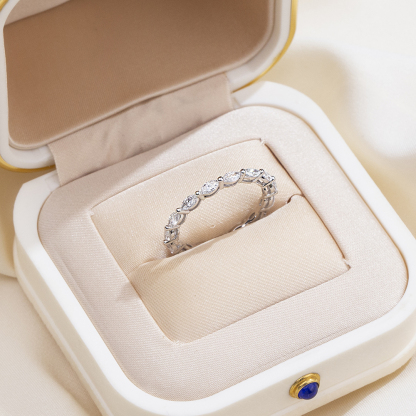 MissDiamond Marquise Cut Lab Grown Diamond Eternity Platinum Ring MSR-1854