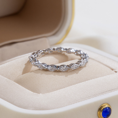 MissDiamond Marquise Cut Lab Grown Diamond Eternity Platinum Ring MSR-1854