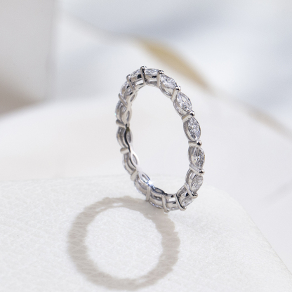 MissDiamond Marquise Cut Lab Grown Diamond Eternity Platinum Ring MSR-1854