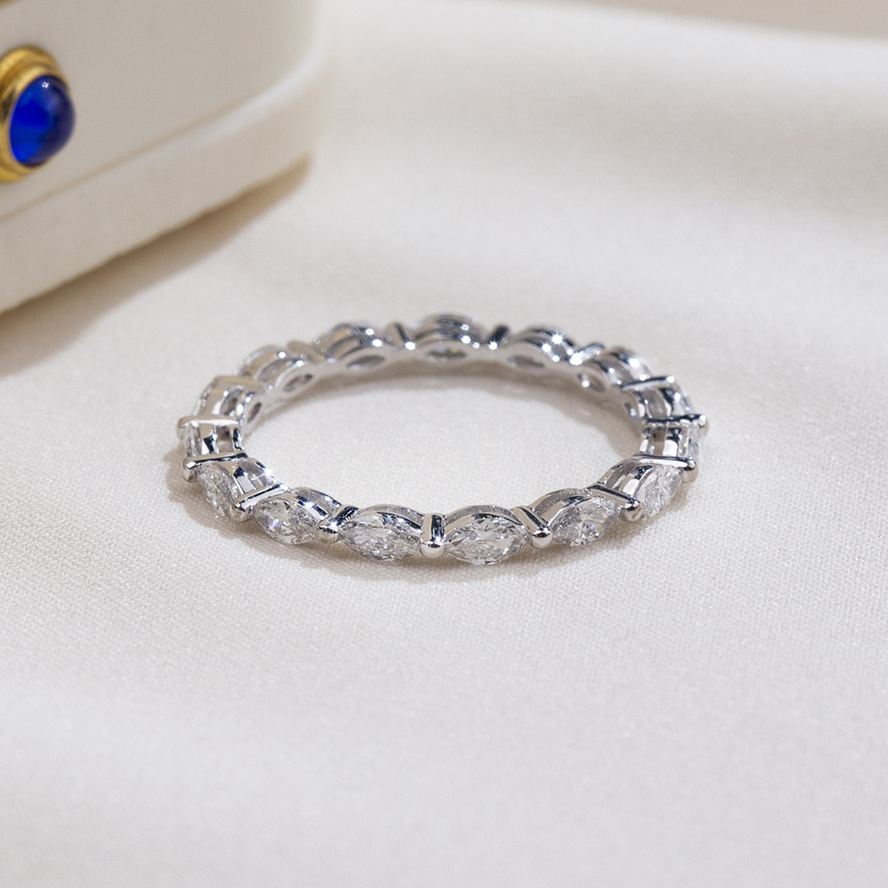 MissDiamond Marquise Cut Lab Grown Diamond Eternity Platinum Ring MSR-1854