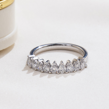 MissDiamond Pear Cut Lab Grown Diamond Eternity Platinum Ring MSR-1853