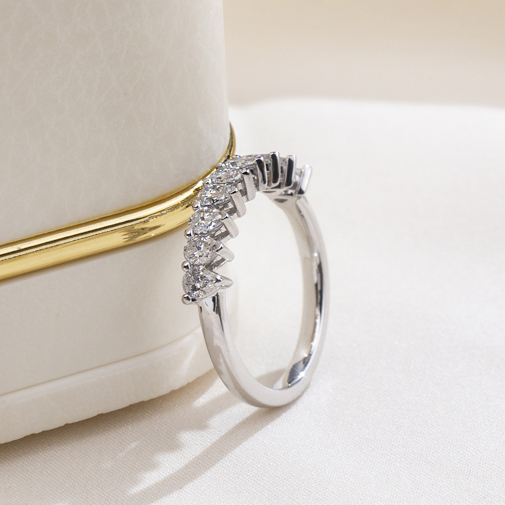 MissDiamond Pear Cut Lab Grown Diamond Eternity Platinum Ring MSR-1853