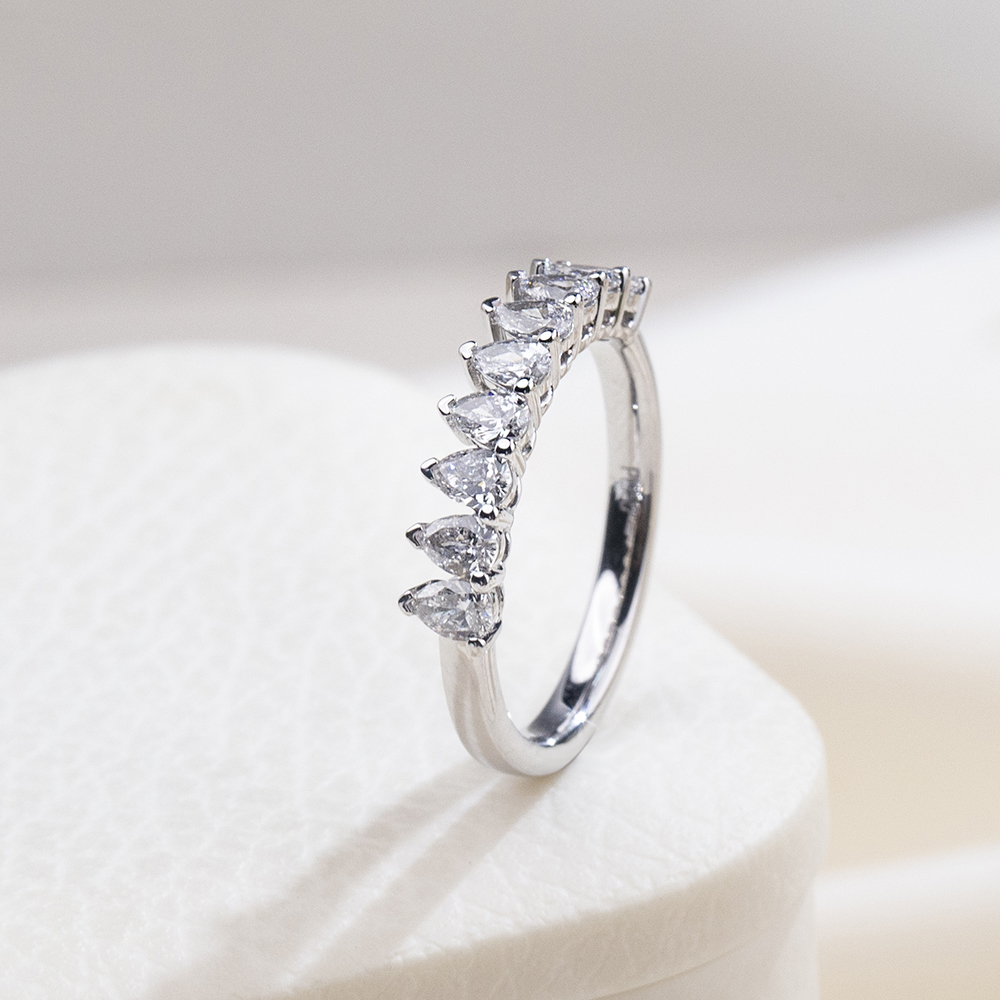 MissDiamond Pear Cut Lab Grown Diamond Eternity Platinum Ring MSR-1853