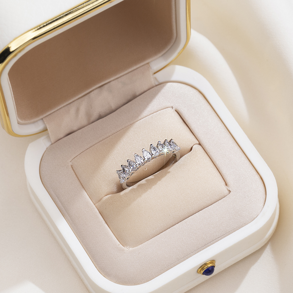 MissDiamond Pear Cut Lab Grown Diamond Eternity Platinum Ring MSR-1853