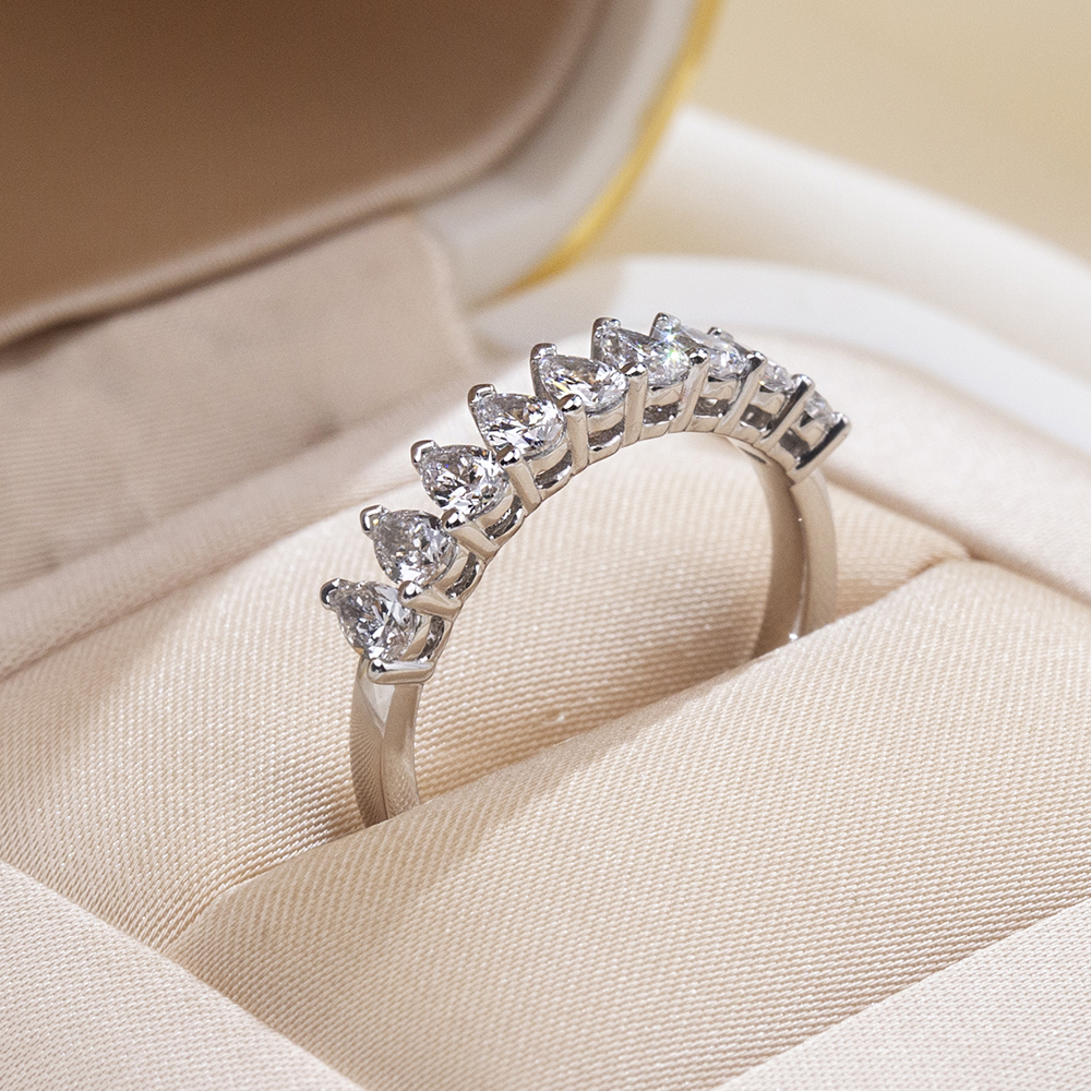 MissDiamond Pear Cut Lab Grown Diamond Eternity Platinum Ring MSR-1853