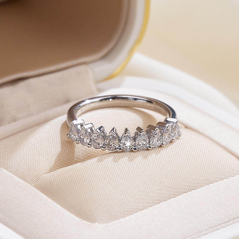 MissDiamond Pear Cut Lab Grown Diamond Eternity Platinum Ring MSR-1853