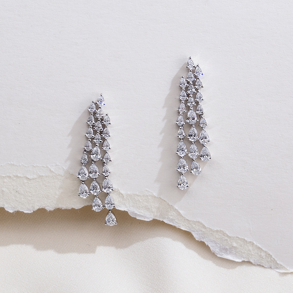 MissDiamond Lab Grown Diamond Platinum Dangle Earrings MSE-816