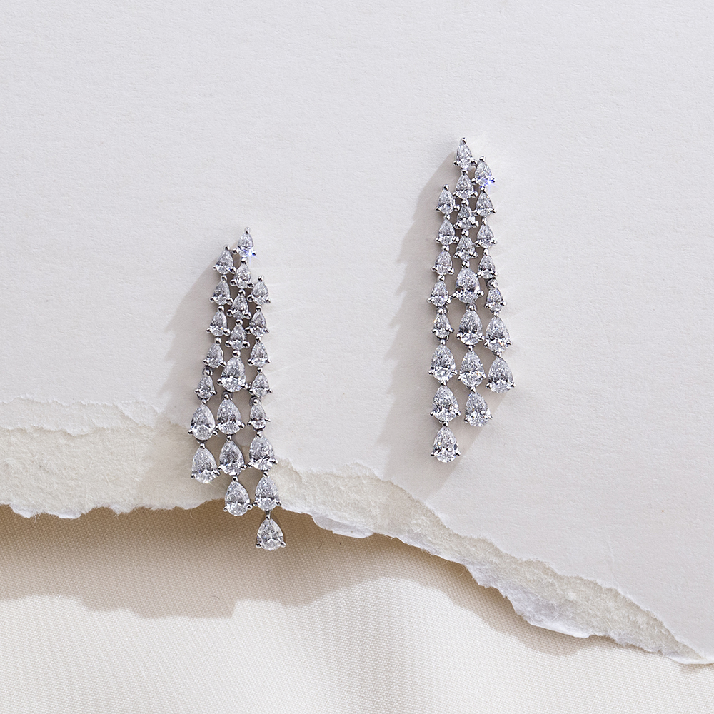 MissDiamond Lab Grown Diamond Platinum Dangle Earrings MSE-816