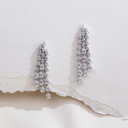 MissDiamond Lab Grown Diamond Platinum Dangle Earrings MSE-816