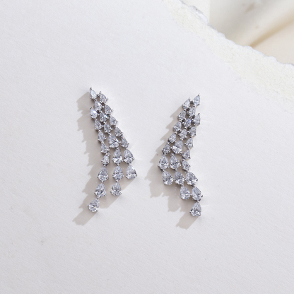 MissDiamond Lab Grown Diamond Platinum Dangle Earrings MSE-816